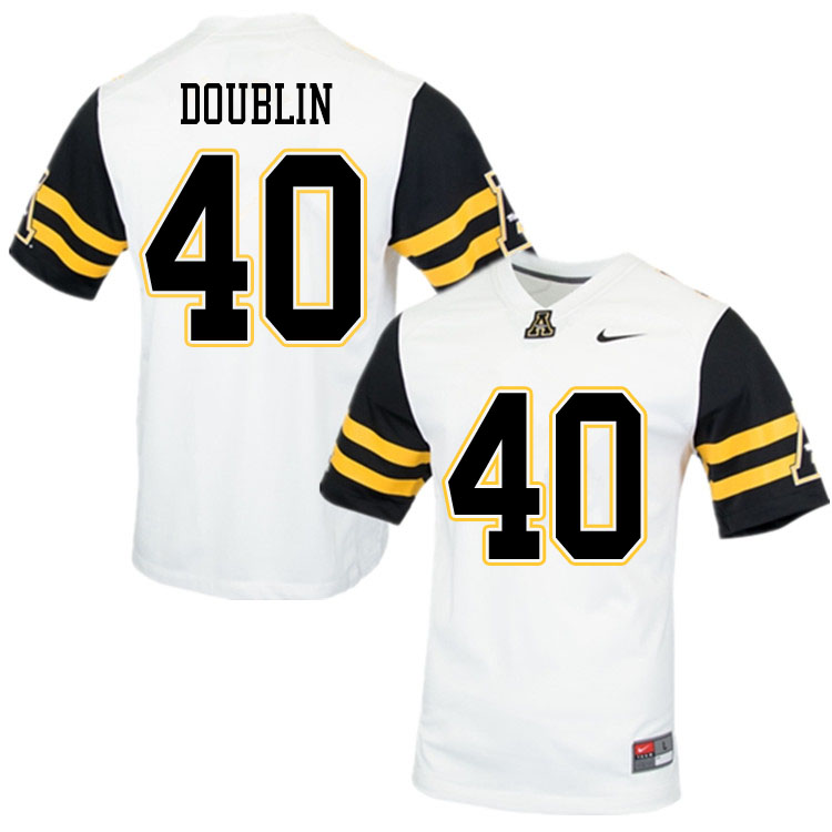 Men #40 Logan Doublin Appalachian State Mountaineers College Football Jerseys Sale-White
